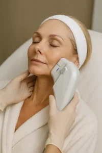 Woman receiving HIFU non surgical facelift treatment Stratford-upon-Avon