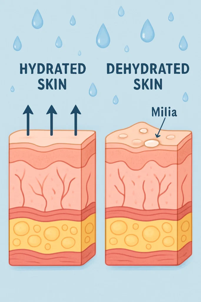 The importance of hydration and milia production Stratford-upon-Avon